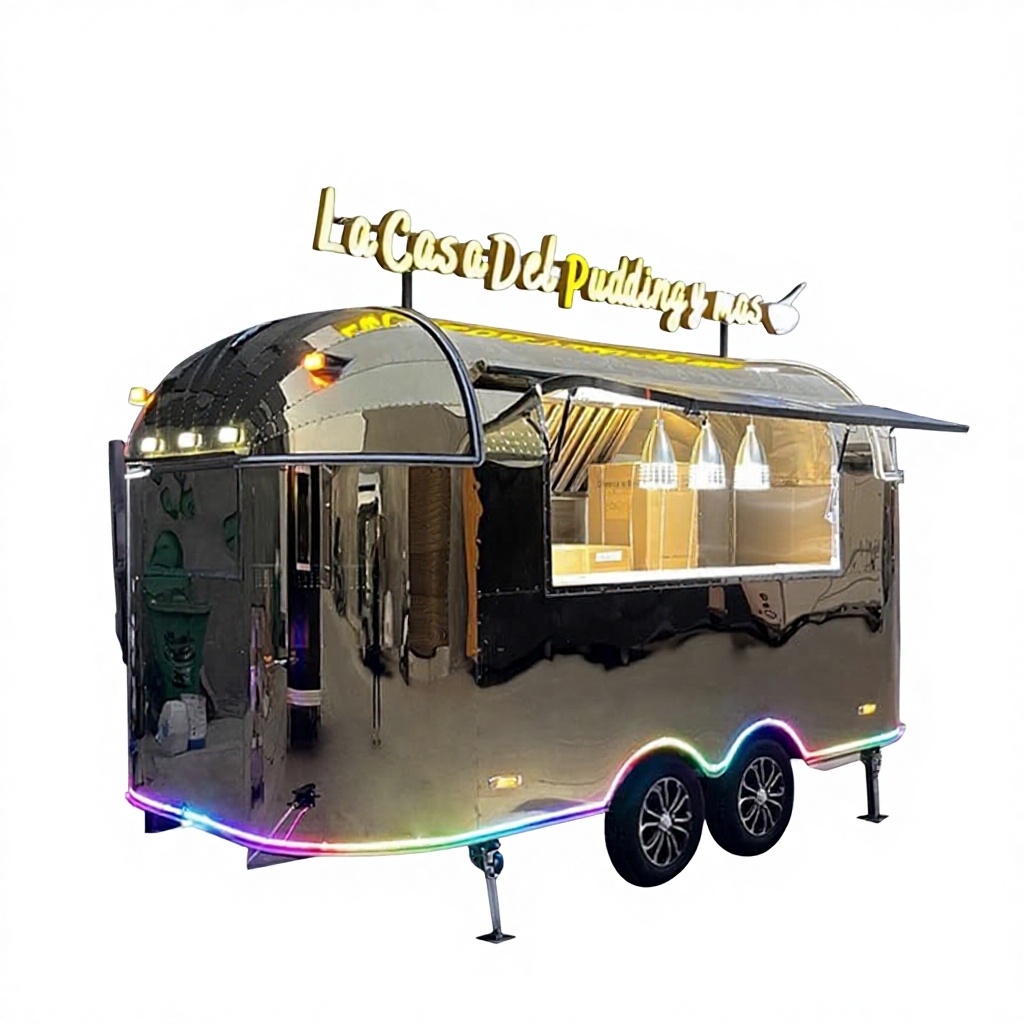 Доставка электрического передвижного фургон-прицеп из нержавеющей стали из Китая в Россию